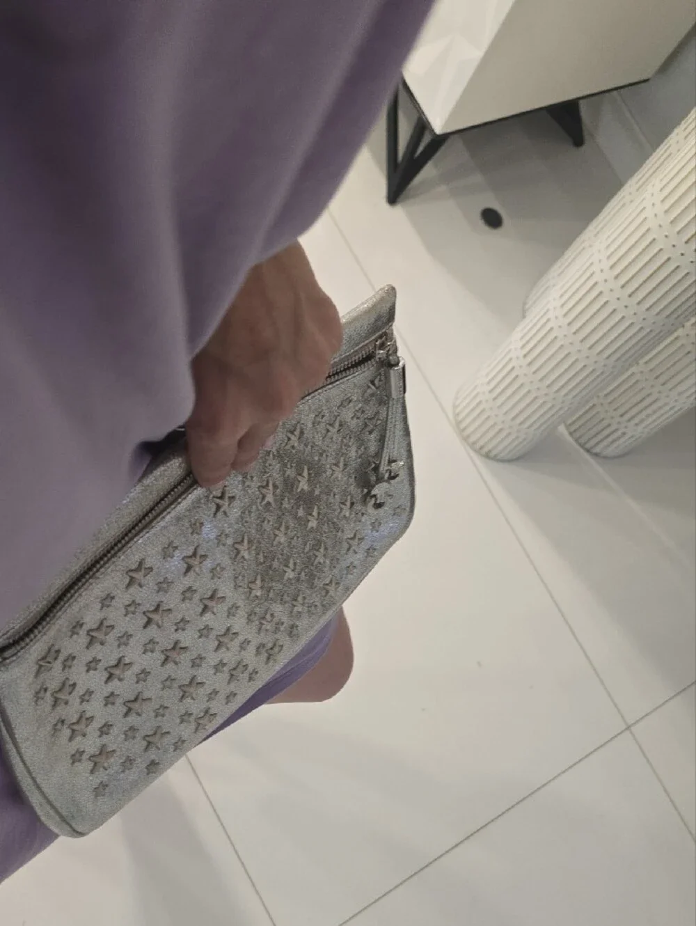 Jimmy Choo Metallic Silver And Gold Star-Studded Wristlet Clutch